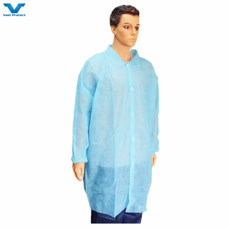 Protective Disposable Polypropylene SMS PP White Medical Nonwoven Lab Coat