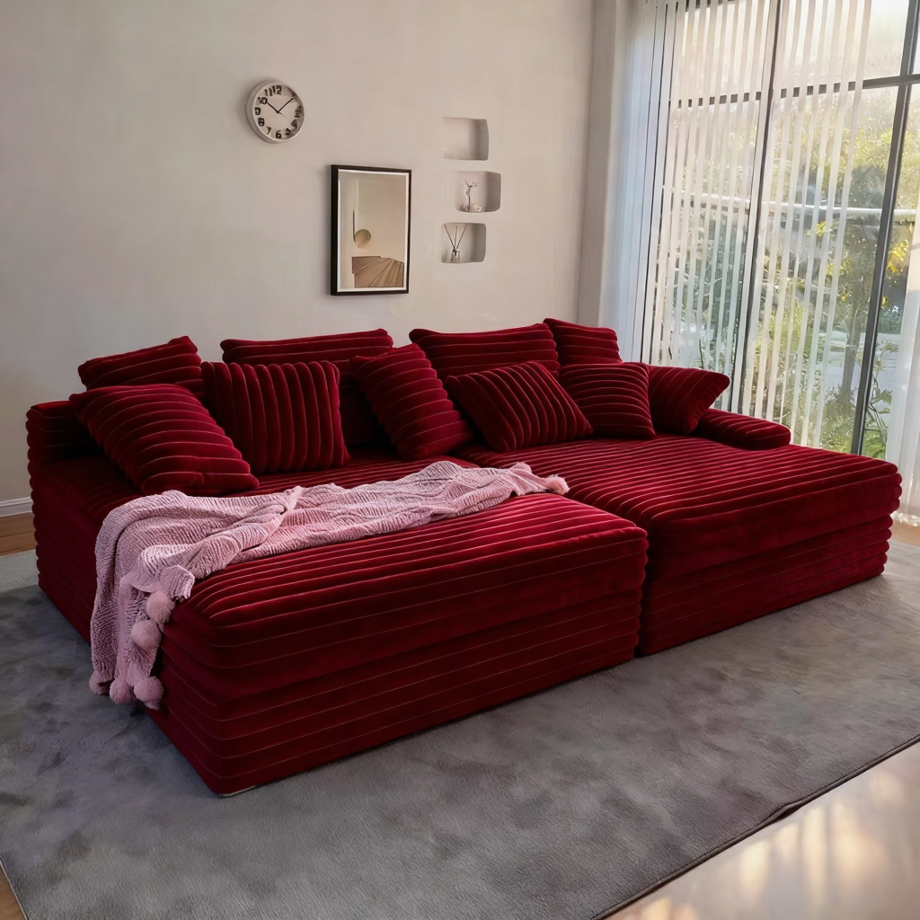 OEM Custom Vacuum Compressed Sofa Bed Modular Velvet High Density Sponge Apartment Hotel Villa Modern Leisure