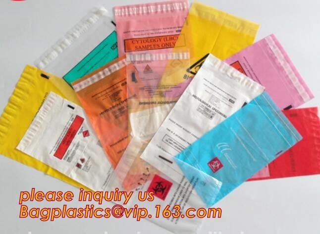 biohazard specimen Zip lockk bag with pocket, recycled custom printed ldpe 3 layers specimen bag Zip lockk bag, pac, pacrite