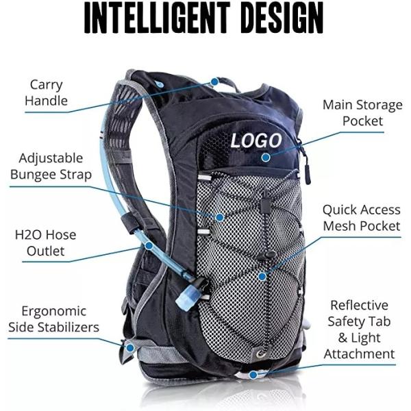 ISO 2L Waterproof Hiking Backpack 0.1kg Lightweight Hydration Vest Traveling Men