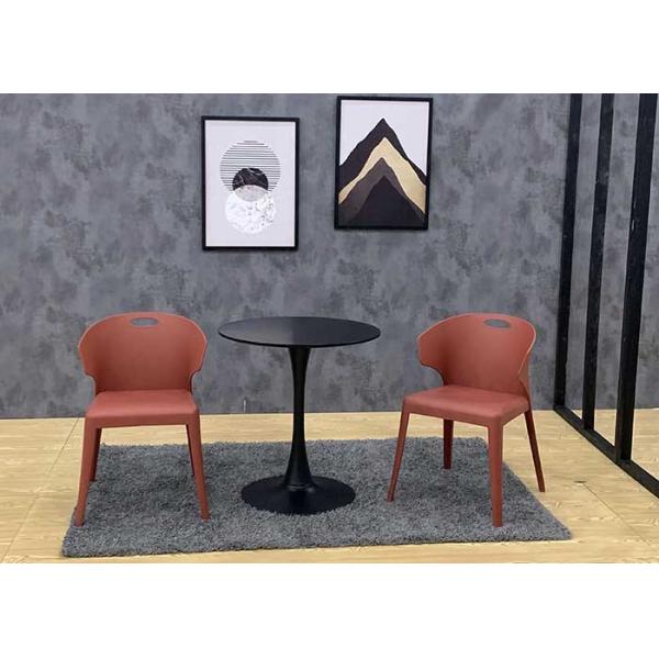 Red Coloured Plastic Dining Chairs Stain Resistant Nordic Style