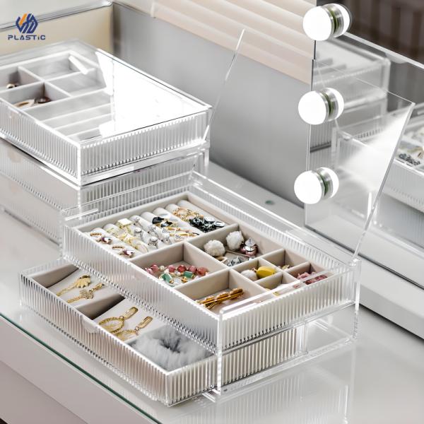 Rectangular Shape Stackable Acrylic Storage Box For Jewelry Customizable