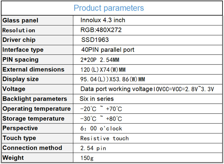 4.3 Inch LCD Display Module 480x272 Tft Lcd Display SSD1963 Color Lcd Display Module