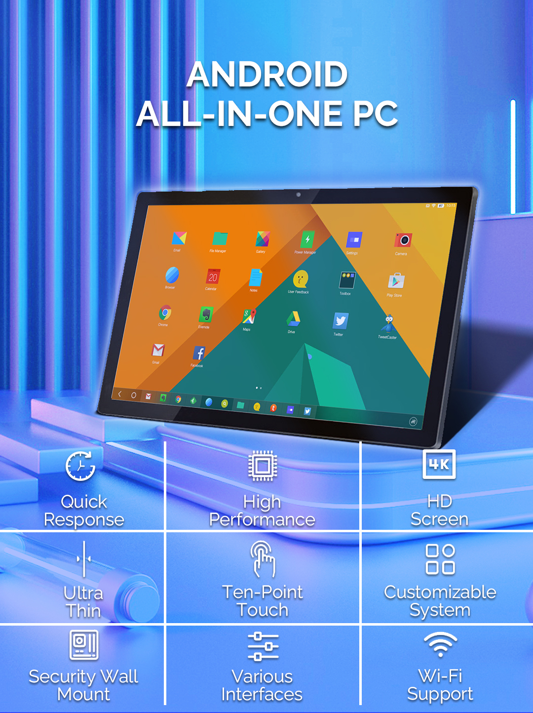 OEM Touch All In One PC Capacitive Touch Screen Tablet PC For Digital Signage