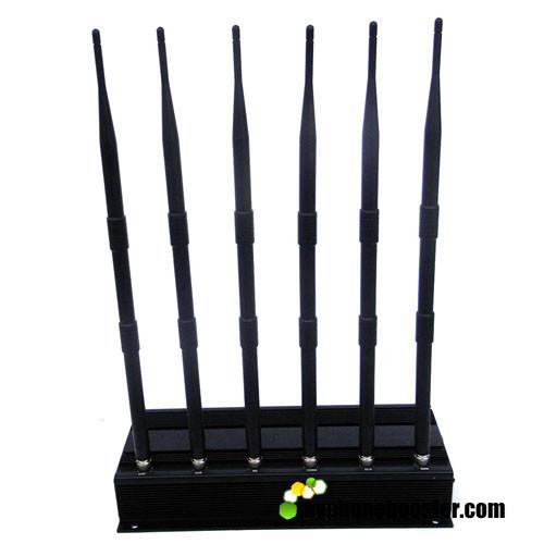 Quality Non Adjustable 6 Bands 15w RF Signal Jammer Blocker Isolator Block 315MHz 433MHz Signals With Car Charger/Cooling Fans for sale
