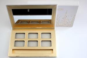 China Matte Gold Empty Eyeshadow Palette Metalized Paper Customized With Brush wholesale