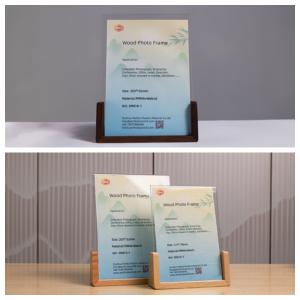 China Rectangular A5 Acrylic Photo Frame with Wood Base Picture Frames wholesale