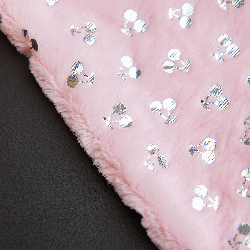 100% Polyester Plaid Style Bronzing Silver PV Plush Faux Fur Fabric for Home Textile