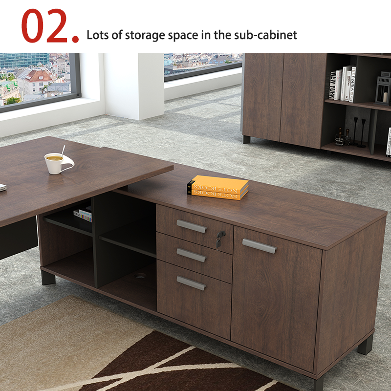 customization Elegant Modern Single Person Office Desk with Large Desktop Board for Boss's Computer Workstation