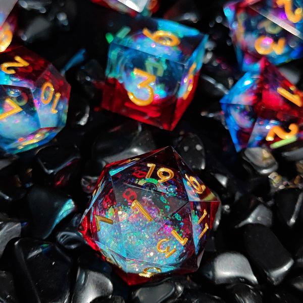 Quality Flow Sand Multi Color Resin Dice Set DND Cruzu'S Call RPG#COC for sale