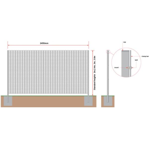 Hot Dip Galvanized 358 Security Fencing For Factory Guards 1.8*2.5m