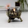 Buy cheap Antique Brush Gold metal hollow Candle holder with butterfly /rose design and from wholesalers