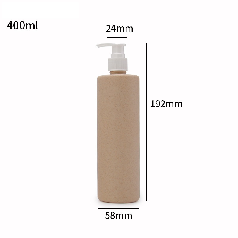 Biodegradable Wheat Straw Plastic Hotel Shampoo Bottles With Pump Dispenser 300ml