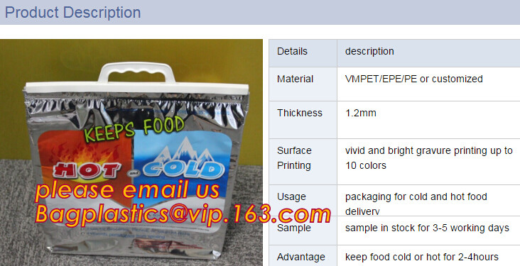 Custom Packing Aluminum Foil Zip-Lock Grocery Handle Thermal Insulation Cooler Bag For Outdoors,Promotional Insulated La