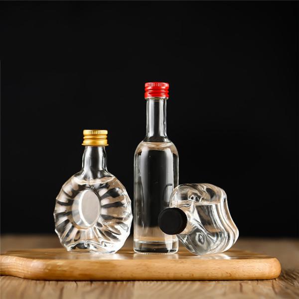 Leak Resistant Crystal Glass Bottles 40ml 50ml Vodka Wine With Aluminium Cap