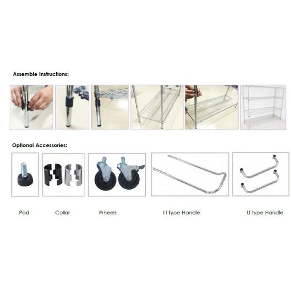 Movable ESD Storage Shelves Single / Double Peak Wire Structure With Caster / Handle
