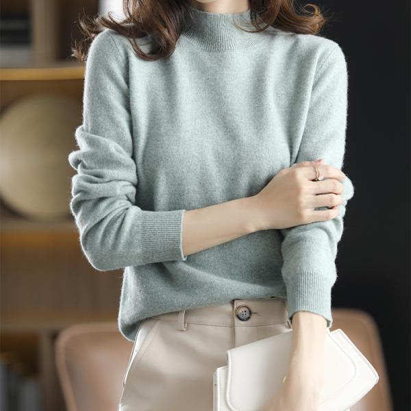 Occasion Daily Wear Sweater Free Shipping Easy Returns Worldwide Half high collar ribbed knitted sweater for women