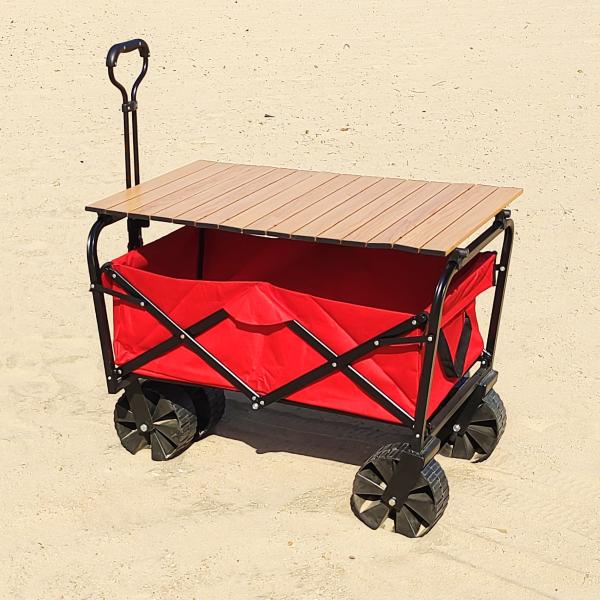 Wide Wheels Practical Foldable Beach Cart Welding Industrial Storage Folding Wagon