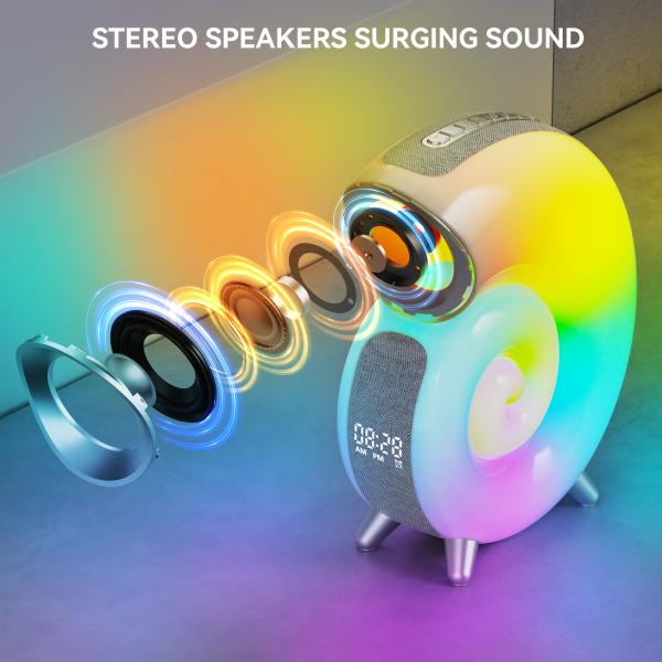 Phantom Music Rhythm Light LED Table Lamp with Conch LED Night Light and Stereo BT Speaker