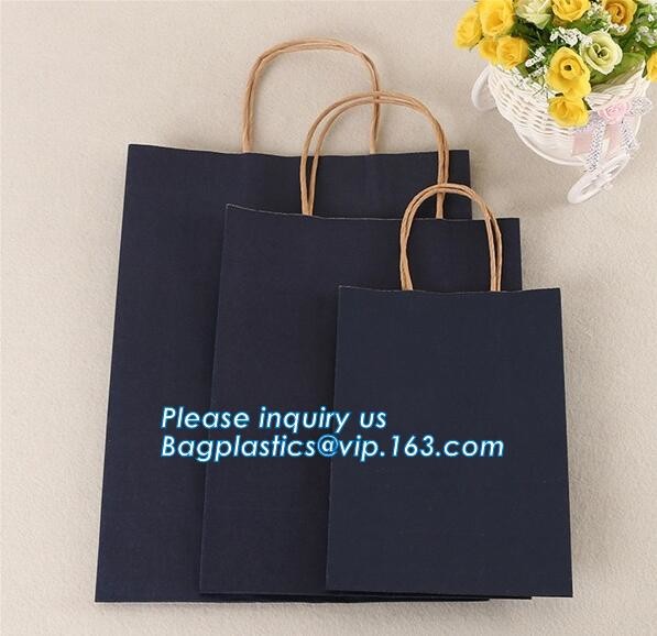 Fashion Custom Printing Luxury Gift Shopping Carrier Paper Bag With Your Own Logo Print,strong twisted handle black leat