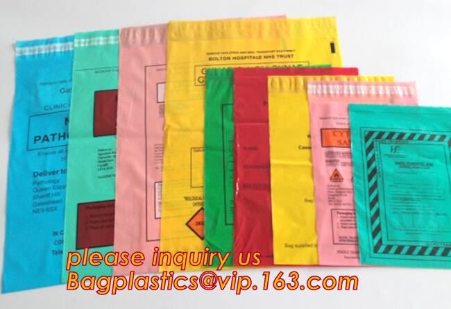 biohazard specimen Zip lockk bag with pocket, recycled custom printed ldpe 3 layers specimen bag Zip lockk bag, pac, pacrite