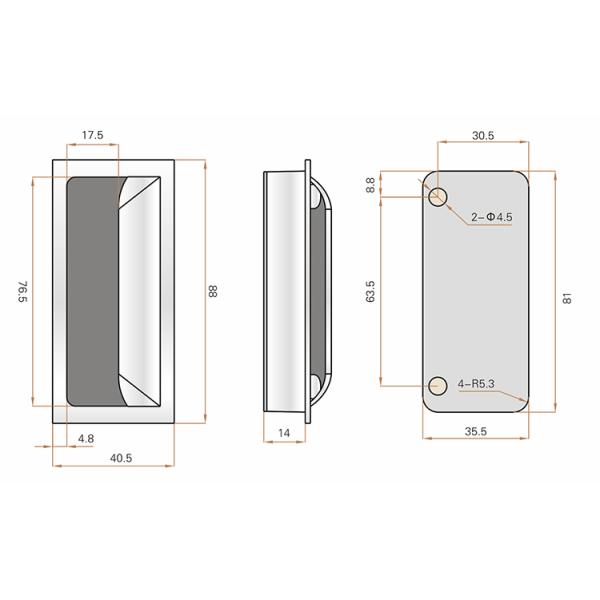 Electrical Cabinet Flush Door Pull Handles Yellowish Color With Zinc Alloy Enclosures