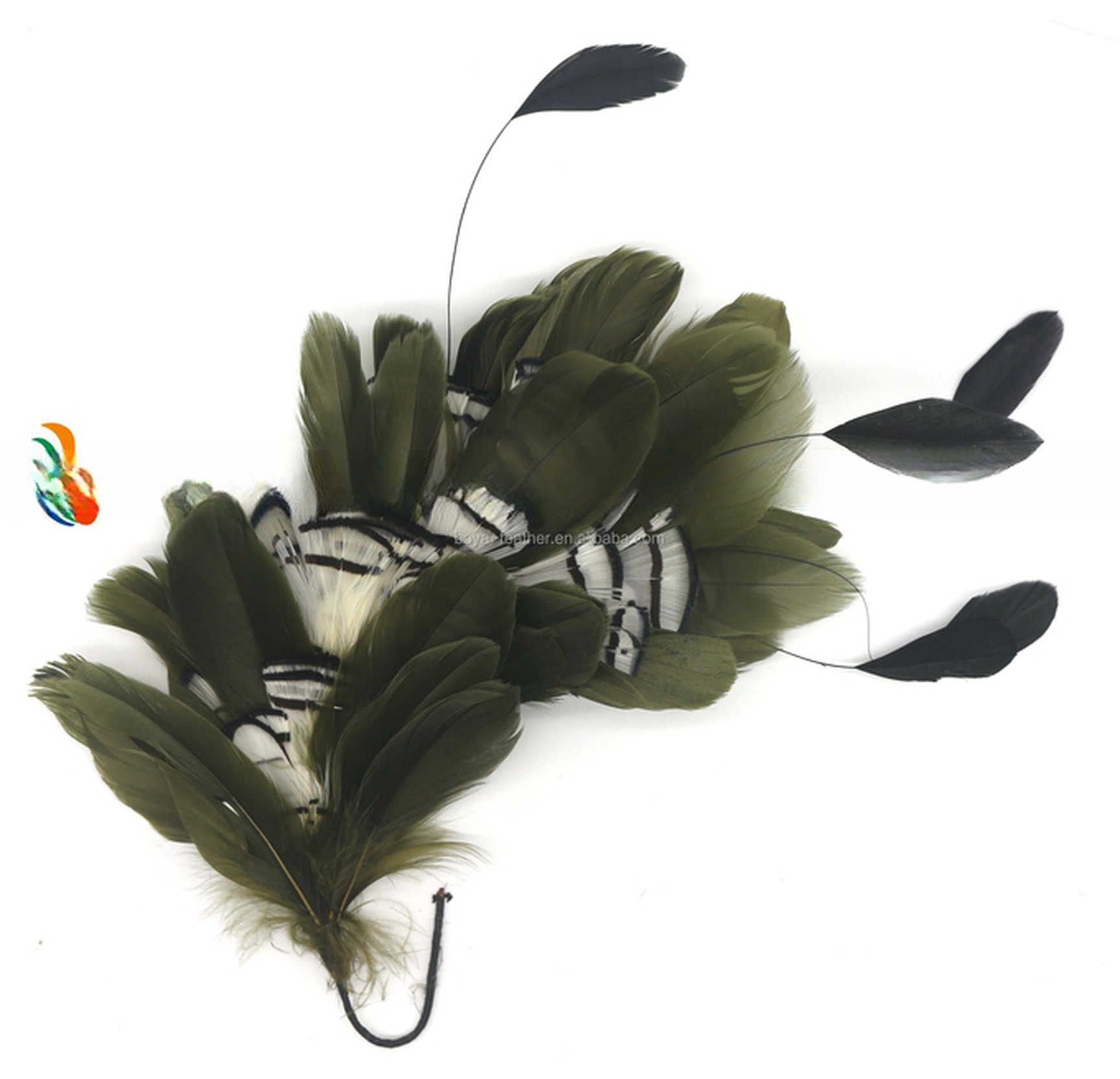 15*30 CM Stripped Coque and Goose Feather Flower Mount Perfect Headwear for Any Party