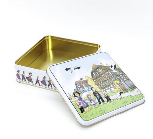 Quality Rectangular Candy Cookies Metal Tin Biscuit Tin Container for sale