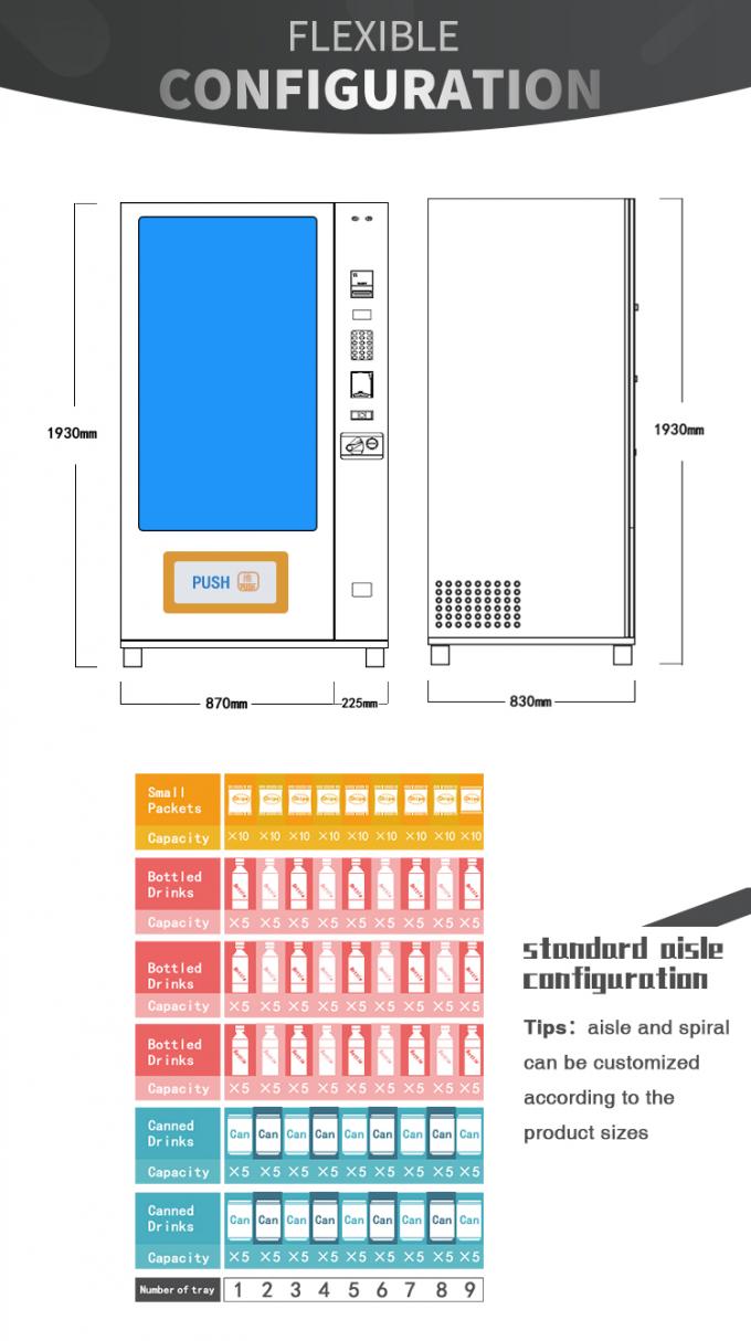 Automatic Breakfast Lunchbox Food Vending Machine With Elevator 110V 220V
