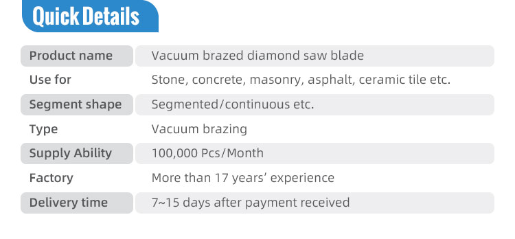 144 Teeths D180MM Vacuum Brazed Diamond Blade Edger in Circular Saw