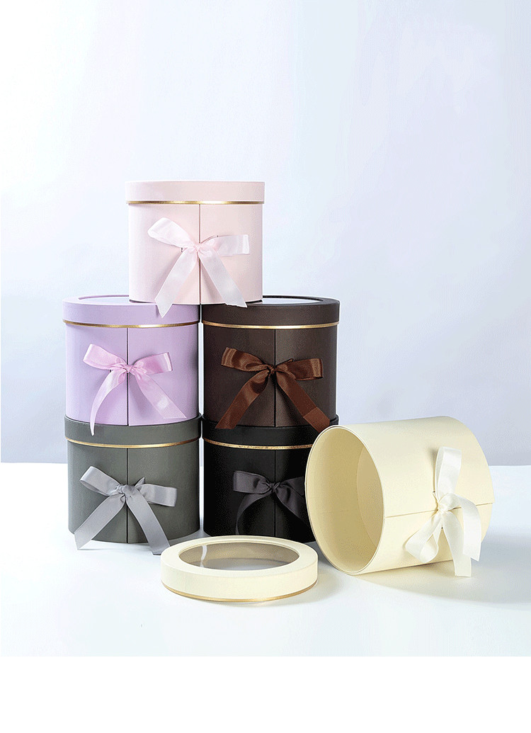 Double Layer Flower Package Custom Round Rotation 2 Two Dual Rotatable Gift Floral Box