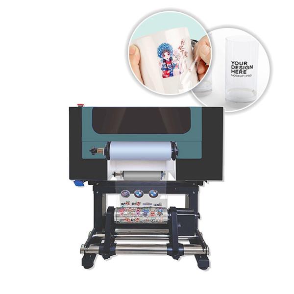 Quality 300mm Width UV DTF Printer AB Film Automatic UV Flatbed Varnish Printer For Glass Metal Sticker for sale