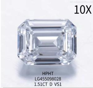1.51 Ct VG Lab Grown Emerald Cut Diamond HPHT D Color VS1 Diamond