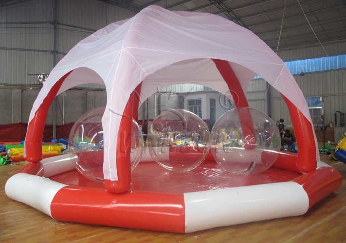 PVC Large Inflatable Swimming Pool , Huge Inflatable Circle Pool With Tent