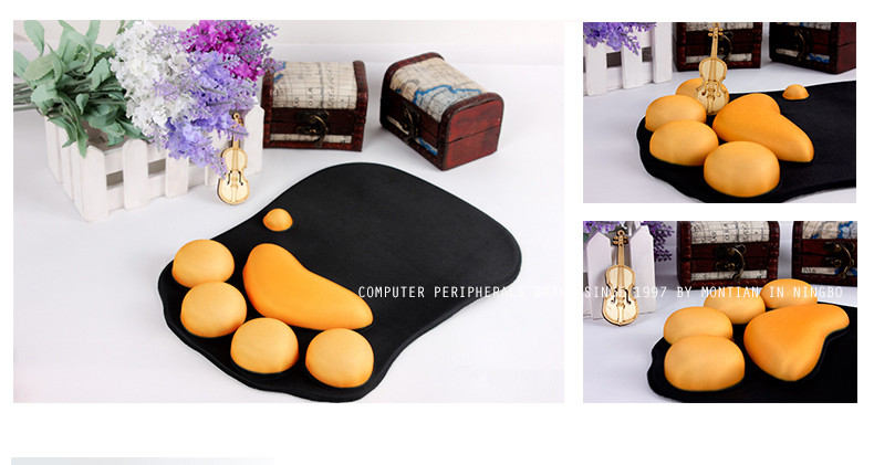 Home Office Attractive Cat Paw Mouse Pad With Wrist Rest Multicolor