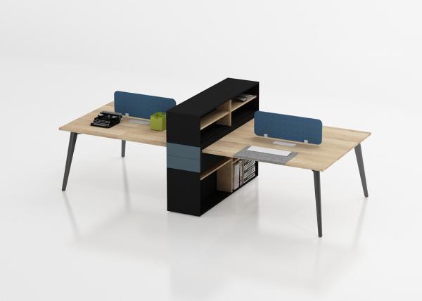 Quality Modular Design Staff Office Desk , 4 Person Workstation Table With Middle Cabinet for sale