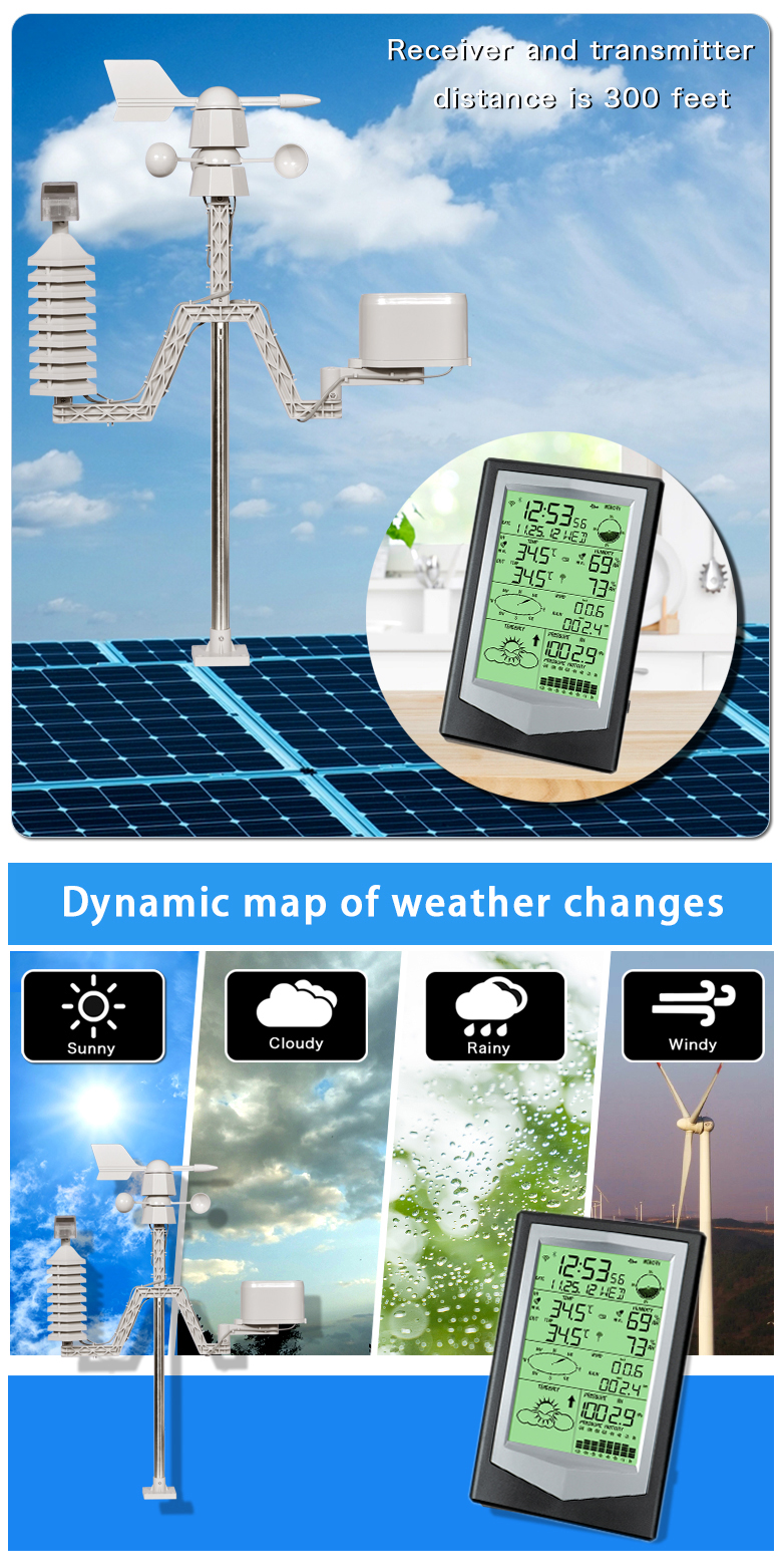 Temperature Sensor Rain Gauge Weather Station For Indoor And Outdoor -40 To 60 ° C Range