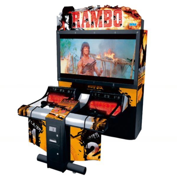 Front view of Rambo arcade shooting game machine