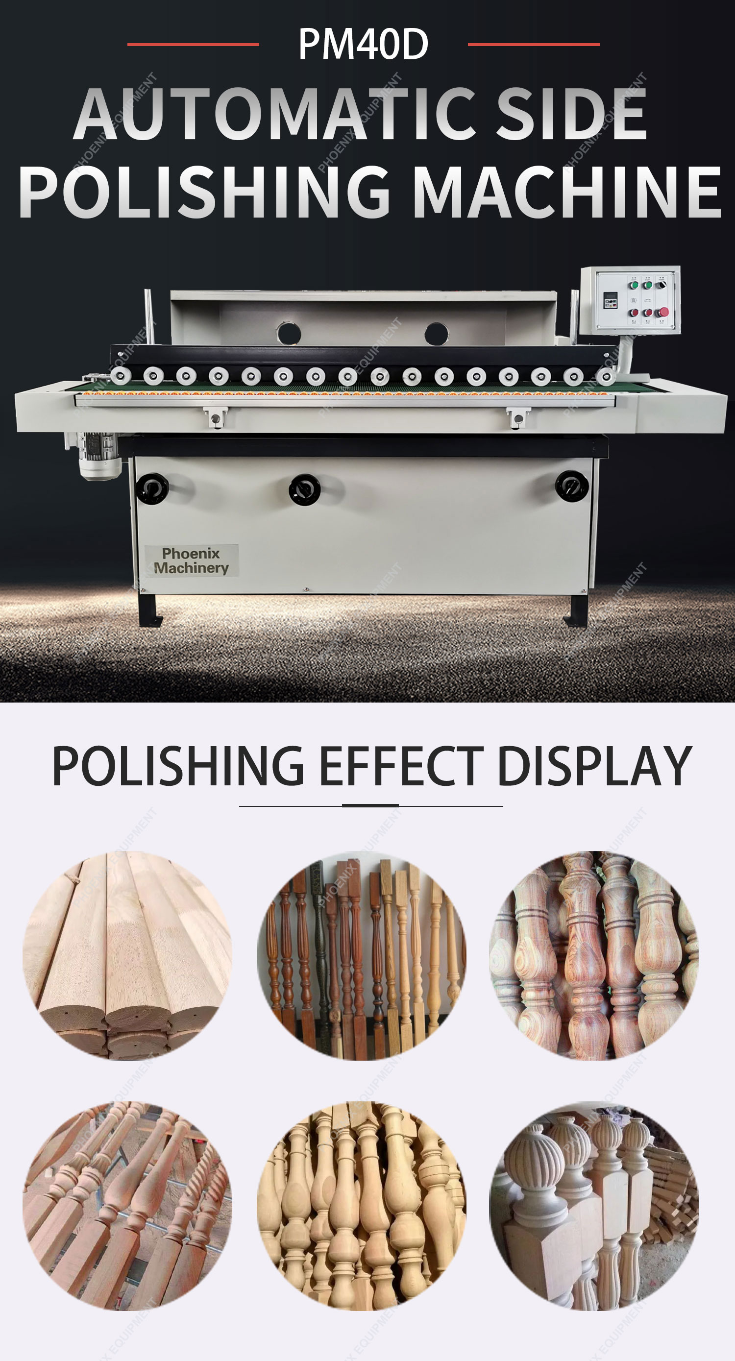 PM40D Automatic Single Side Polishing Machine Furniture Processing 5-100mm Thickness
