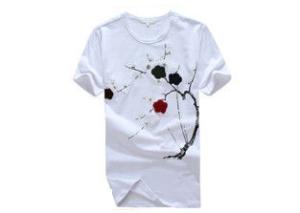 Summer Slim Fit Printed T - Shirts With Pattern / Custom Casual White Tee Shirt