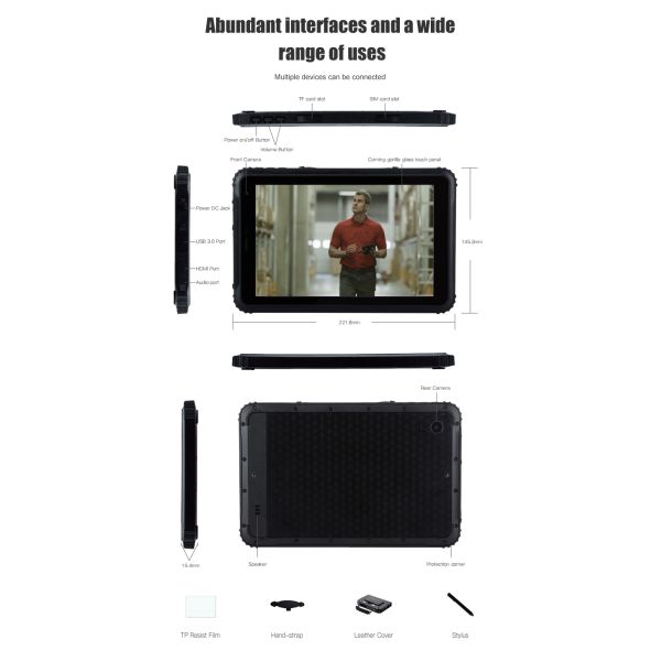 Rugged Tablet 8inch 4gb 64gb/128 IP67 Certified Waterproof GPS Win LCD Touch Tablet PC