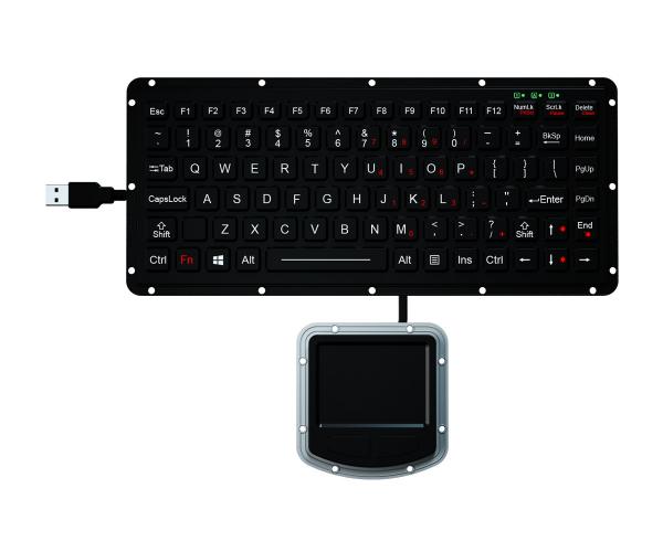 Quality IP65 Silicone Rubber Military Keyboard PS2 USB With 400DPI Touchpad for sale