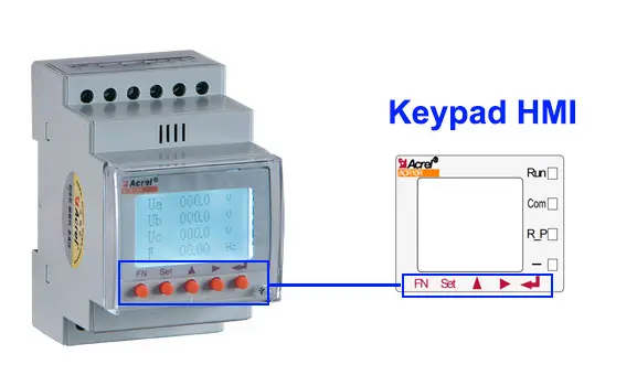 Keypads HMI of ACR10R-DxxTEx Three-phase PV Reflux Monitoring Meter
