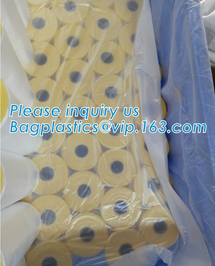 Disposable car protection pre-taped paint plastic masking film, PE material soft hardness protective plastic masking fi