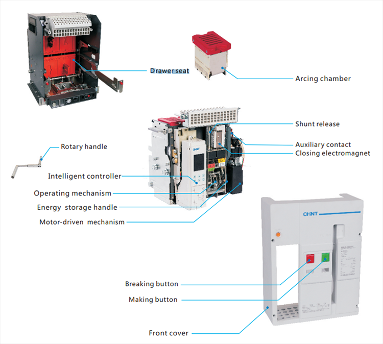 400V MCB Circuit Breaker ACB 690V 1600A 2500A 7500A 3 Pole