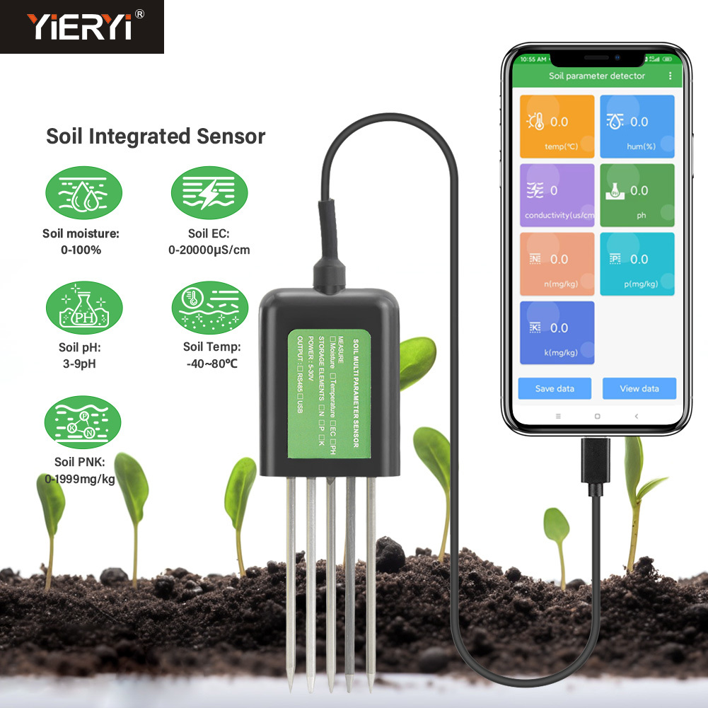 7-in-1 USB Soil Sensor Soil Tester Agriculture Soil EC PH NPK Nutrient Meter For Android