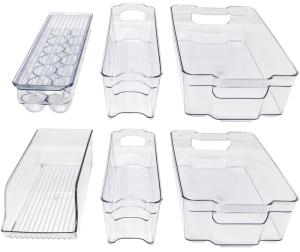 Fridge Bins and Freezer Organizer Refrigerator Bins Stackable Storage Containers BPA-Free Drawer
