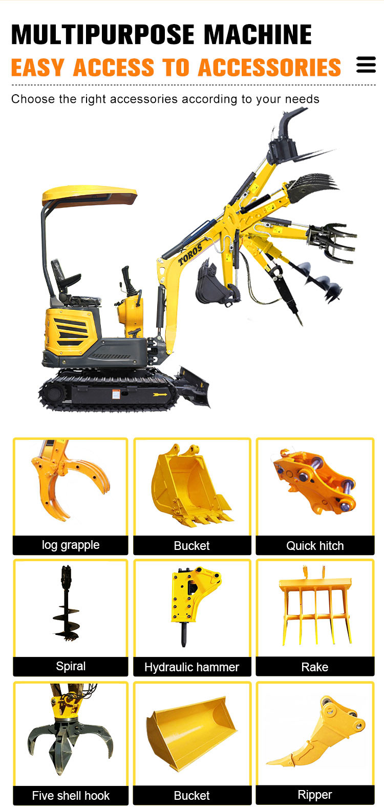 Lightweight Mini Crawler Excavator Max. Vertical Digging Depth 1655mm