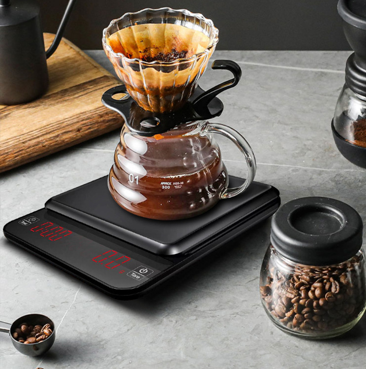 High Accuracy 0.1g LED Display Coffee Scale with 3kg Capacity for Electronic Kitchen Use