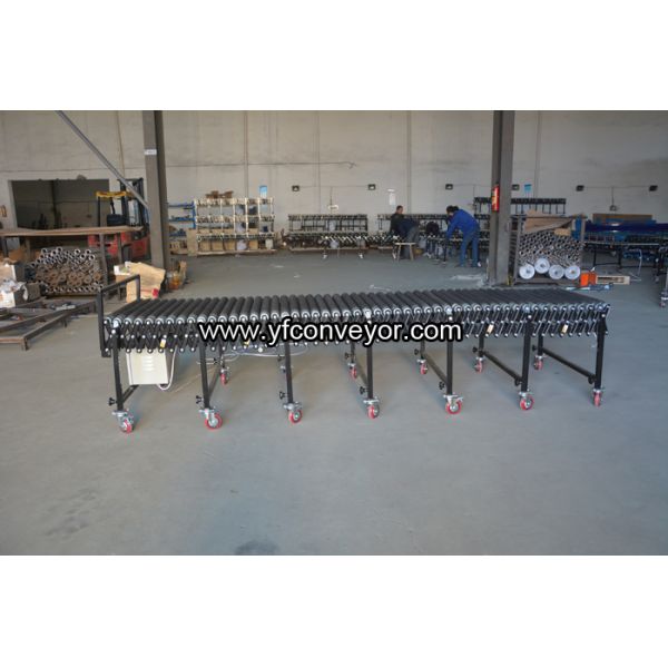 Flexible Expandable Motorized Rubber Coated Roller Conveyor,Loading Unloading Conveyor